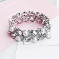 Bridal Bracelet, Zinc Alloy, with ABS Plastic Pearl & Rhinestone, fashion jewelry & for woman & with rhinestone, 16- 
