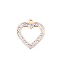 Stainless Steel Heart Pendants, plated, for woman & with rhinestone 21*20mm 