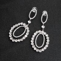 Rhinestone Drop Earring, fashion jewelry & for woman, silver color 