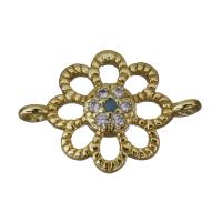 Cubic Zirconia Micro Pave Brass Connector, Flower, gold color plated, micro pave cubic zirconia & 1/1 loop Approx 1mm 