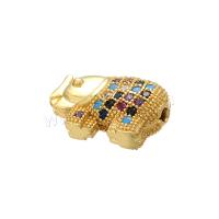Animal Brass Beads, Elephant, gold color plated, micro pave cubic zirconia Approx 1.2mm 