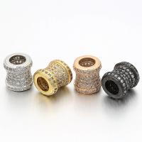 Brass Straight Tube, plated, micro pave cubic zirconia Approx 4.5mm 