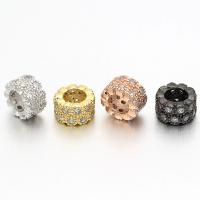 Befestigter Zirkonia European Perlen, Messing, Zylinder, plattiert, Micro pave Zirkonia, keine, 5x6mm, Bohrung:ca. 4mm, 5PCs/Tasche, verkauft von Tasche