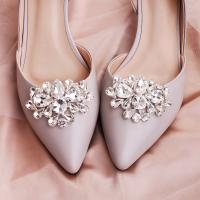Crystal shoes ornament, fashion jewelry & detachable & for woman & with rhinestone, 6.5cmx4.5cm 