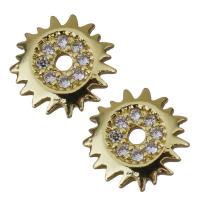 Composants de bijoux en laiton, Placage de couleur d'or, pavé de micro zircon Environ 1.5mm, Vendu par PC