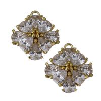 Cubic Zirconia Brass Pendants, gold color plated, with cubic zirconia Approx 1mm 