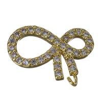 Composants de bijoux en laiton, Noeud papillon, Placage de couleur d'or, pavé de micro zircon Environ 1mm, Vendu par PC