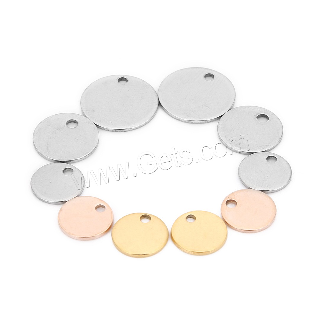 Stainless Steel Pendants, Flat Round, plated, different size for choice, more colors for choice, Hole:Approx 1mm, 20PCs/Bag, Sold By Bag