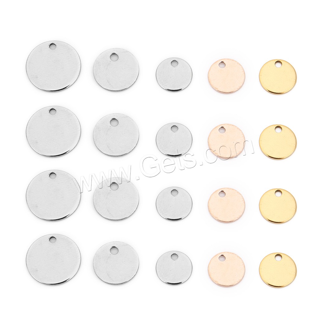 Stainless Steel Pendants, Flat Round, plated, different size for choice, more colors for choice, Hole:Approx 1mm, 20PCs/Bag, Sold By Bag