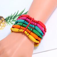 Wood Bangle, plated, fashion jewelry & for woman, multi-colored 