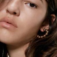 Verkupferter Kunststoff Tropfen Ohrring, Alphabet-Buchstabe, ohne Ohrmutter & für Frau, goldfarben, 34x28mm, verkauft von Paar