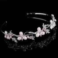 Bridal Tiaras, Zinc Alloy, with ABS Plastic Pearl, silver color plated & for woman & with rhinestone 