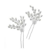 Hair Pins, Zinc Alloy, with ABS Plastic Pearl, platinum color plated, fashion jewelry & for woman, white 