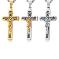 нержавеющая сталь Свитер ожерелье, Инсус крест, Другое покрытие, цепь для фонаря & Мужский, Много цветов для выбора длина:Приблизительно 23.62 дюймовый, продается Strand