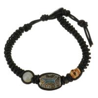 Faux Leather Bracelet, with Ox Bone, with 2.5Inch extender chain, Adjustable & fashion jewelry & Unisex, black 7mm Approx 6 Inch 