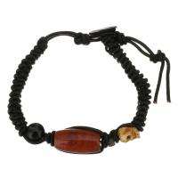 Faux Leather Bracelet, with 3Inch extender chain, Adjustable & fashion jewelry & Unisex, black 6.5mm Approx 6 Inch 