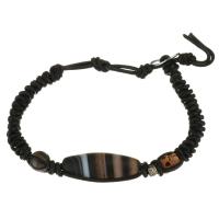 Faux Leather Bracelet, with Lace Agate, with 3Inch extender chain, Adjustable & fashion jewelry & Unisex, black 6.5mm Approx 6 Inch 