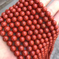 Rote Jaspis Perle, Roter Jaspis, rund, poliert, verschiedene Größen vorhanden, Bohrung:ca. 1mm, verkauft von Strang