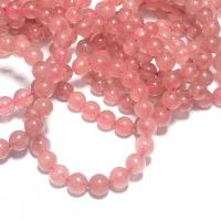 Strawberry Quartz Perle, rund, verschiedene Größen vorhanden, Rosa, Bohrung:ca. 1mm, verkauft von Strang