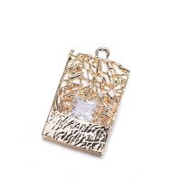Cubic Zirconia Brass Pendants, Rectangle, real gold plated, with cubic zirconia & hollow Approx 2mm 