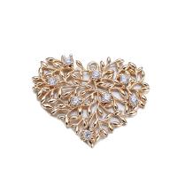 Cubic Zirconia Micro Pave Brass Pendant, Heart, real gold plated, micro pave cubic zirconia & hollow Approx 1mm 