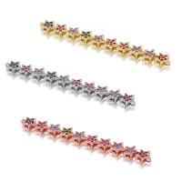 Cubic Zirconia Micro Pave Brass Connector, Star, micro pave cubic zirconia & 1/1 loop 