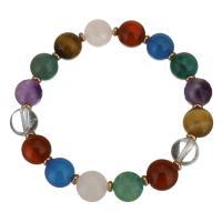 Stainless Steel Chain Bracelets, with Mixed Material, Round, Unisex, mixed colors, 10mm Approx 7 Inch 