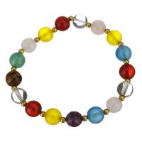 Stainless Steel Chain Bracelets, with Mixed Material, Round, Unisex, mixed colors, 8mm Approx 6 Inch 