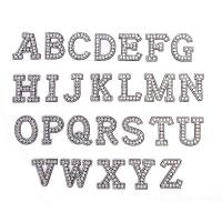 Rhinestone Iron-on Patches, Alphabet Letter, plated, fashion jewelry & DIY, silver color, 5.5cmx4.5cm 