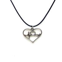 Zinc Alloy Necklace, with waxed cord, Heart, antique silver color plated, vintage design & Unisex, nickel, lead & cadmium free Approx 17.7 Inch 