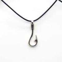 Zinc Alloy Necklace, with leather cord, antique silver color plated, vintage design & Unisex nickel, lead & cadmium free Approx 17.7 Inch 