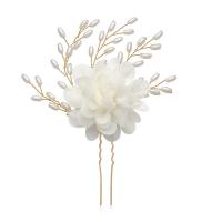 Hair Pins, Zinc Alloy, with ABS Plastic Pearl, handmade, for woman, white 