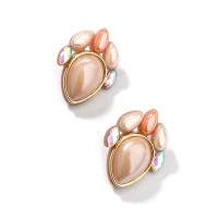 Porcelain Stud Earring, with Zinc Alloy, plated, fashion jewelry & for woman 30mm 