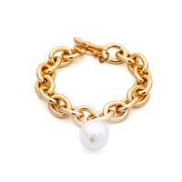 Aluminum Bracelets, with ABS Plastic Pearl, oval chain & for woman 16mm Approx 6.7 Inch 