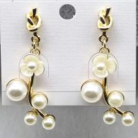 Plastic Pearl Zinc Alloy Earring, with Plastic Pearl, gold color plated, fashion jewelry & for woman, nickel, lead & cadmium free, 20mm 