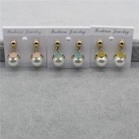 Plastic Pearl Zinc Alloy Earring, with Plastic Pearl, gold color plated, for woman & enamel nickel, lead & cadmium free, 10mm 