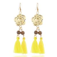 Zinc Alloy Tassel Earring, with Cotton Thread, plated, fashion jewelry & for woman 