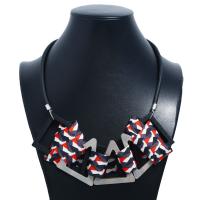 Cloth Necklace, with leather cord, plated, fashion jewelry & for woman 