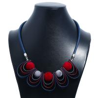 Cloth Necklace, with leather cord, plated, fashion jewelry & for woman 