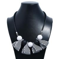 Cloth Necklace, with leather cord, plated, fashion jewelry & for woman, white and black 