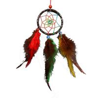 Fashion Dream Catcher, Plastic, with Cotton Thread & Feather, handmade, for home and office, multi-colored, 6cm 
