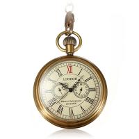 Pocket Watch, Zinc Alloy, with Glass, Chinese movement, gold color plated, vintage & waterproofless & for man Approx 20 Inch 