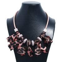 Stoff Halskette, mit Lederband, plattiert, Modeschmuck & für Frau, 2SträngeStrang/Menge, verkauft von Menge