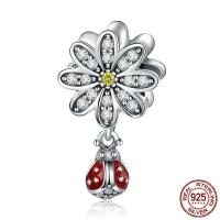 Cubic Zirconia Micro Pave Sterling Silver Pendant, 925 Sterling Silver, plated, micro pave cubic zirconia & enamel 