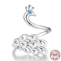 Cubic Zirconia Micro Pave Sterling Silver Finger Ring, 925 Sterling Silver, Peacock, platinum plated, micro pave cubic zirconia & for woman, 2mm, US Ring 