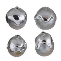 Латунь Бусины, с Пресноводные жемчуги, плакирован серебром, 13-14x15-17x13-14mm, отверстие:Приблизительно 1mm, продается PC
