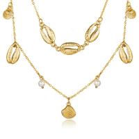 Zinc Alloy Necklace, with 50mm extender chain, gold color plated, Double Layer & Unisex & adjustable & rolo chain mm 