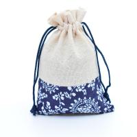 Cotton Jewelry Pouches Bags, printing, portable & durable, mixed colors 