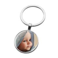 Fashion Time Gem Keychain Key Ring, Zinc Alloy, with Glass Gemstone, plated, time gem jewelry & Unisex, silver color 