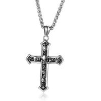Stainless Steel Cross Pendants, Skull Cross, fashion jewelry & DIY & blacken 